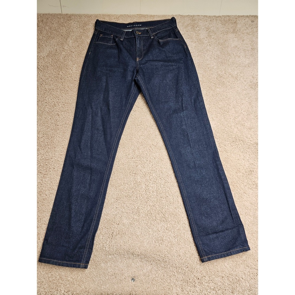 Mott & Bow Dark Indigo Boyfriend Jeans W30 L32 Stretch Denim Straight Leg